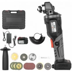 LIFCAUSAL 21 V Bürstenloses Winkelschleifer-Werkzeug Mini-Hand-Akku-Polier-Schneidemaschine 100 Mm Variable Geschwindigkeit 4,0 Ah Lithium-Ionen-Elektro-Hochleistungs-Metallschneider Mit Seitlichem Griff - EU-Stecker 398TV (4,0 Ah) Batterie 1St -Winkelschleifer & Mauernutfräsen Verkäufe 67021776 2