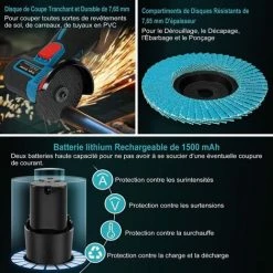 BENOBBY KIDS Mini-Akku-Winkelschleifer, 12,6 V Professioneller Akku-Winkelschleifer Mit 2 * Scheibenf?chern, 1 * Ladeger?t, 2 * 7,65 Mm Trennscheiben Zum Schleifen Und Schneiden -Winkelschleifer & Mauernutfräsen Verkäufe 67066969 3