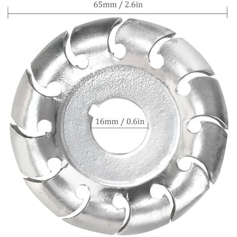 LIFCAUSAL Multifunktionale Holzschnitzscheibe Mit Hoher Härte, 12 Zähne, 16 Mm Bohrung, 65 Mm Durchmesser, Holzformungs-Winkelschleifer, Holzbearbeitungswerkzeug (Silber) 3 LIFCAUSAL Multifunktionale Holzschnitzscheibe Mit Hoher Härte, 12 Zähne, 16 Mm Bohrung, 65 Mm Durchmesser, Holzformungs-Winkelschleifer, Holzbearbeitungswerkzeug (Silber) – Bild 3