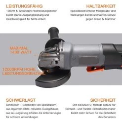 GIZCAM Ø125 MM 1300W Schleifmaschine - P3AG125 -Winkelschleifer & Mauernutfräsen Verkäufe 67676827 5