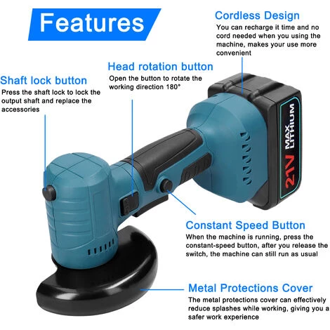 HAPPYSHOPPING 20 V Kabelloser Bürstenloser Tragbarer Mini-Winkelschleifer Wiederaufladbarer 180 ° Drehbarer Winkelschleifer Multifunktionale Polierschneidemaschine 2 HAPPYSHOPPING 20 V Kabelloser Bürstenloser Tragbarer Mini-Winkelschleifer Wiederaufladbarer 180 ° Drehbarer Winkelschleifer Multifunktionale Polierschneidemaschine – Bild 2