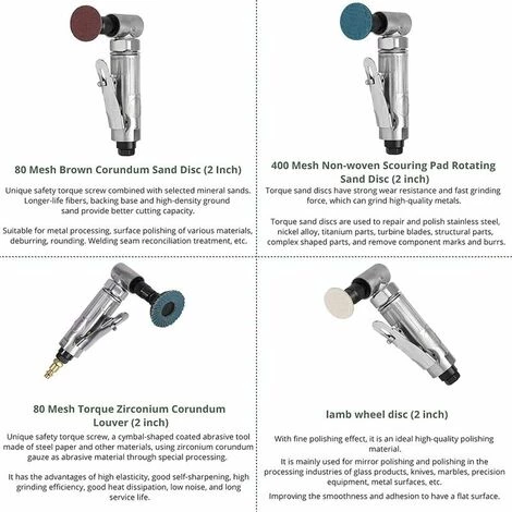 ECHOO Druckluft-Winkelschleifer (1/4 BSP 6,2 Bar) Zum Polieren Von Karosserien Polieren Entgraten Runden Schleifen Ausgestattet Mit 2-Zoll-Korund-Sandscheiben 50 Mm 400 Mesh 80 Mesh 2 ECHOO Druckluft-Winkelschleifer (1/4 BSP 6,2 Bar) Zum Polieren Von Karosserien Polieren Entgraten Runden Schleifen Ausgestattet Mit 2-Zoll-Korund-Sandscheiben 50 Mm 400 Mesh 80 Mesh – Bild 2