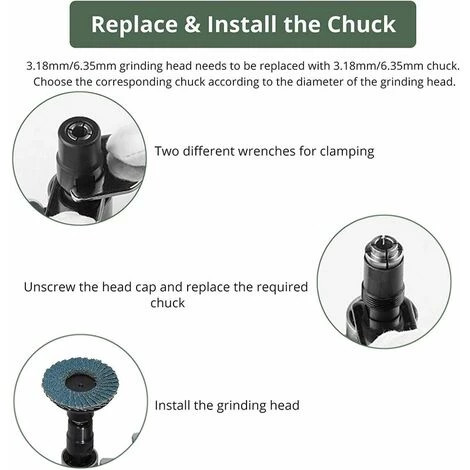 ECHOO Druckluft-Winkelschleifer (1/4 BSP 6,2 Bar) Zum Polieren Von Karosserien Polieren Entgraten Runden Schleifen Ausgestattet Mit 2-Zoll-Korund-Sandscheiben 50 Mm 400 Mesh 80 Mesh 3 ECHOO Druckluft-Winkelschleifer (1/4 BSP 6,2 Bar) Zum Polieren Von Karosserien Polieren Entgraten Runden Schleifen Ausgestattet Mit 2-Zoll-Korund-Sandscheiben 50 Mm 400 Mesh 80 Mesh – Bild 3