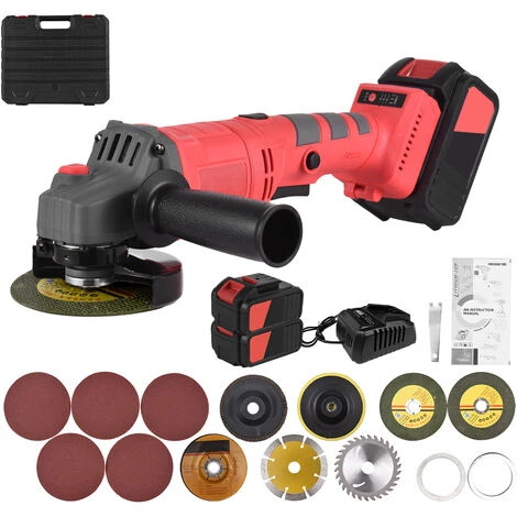 LIFCAUSAL Akku Elektrischer Winkelschleifer Werkzeug Tragbarer Schleifer Wiederaufladbarer 21 V Akku-Handheld 9000 U / Min 3-Gang-Einstellung Lithium-Ionen-Akku 2 Batterien 1 Ladung 3Z11 + 4G21 * 2 + 4E51 + 4A31 1 LIFCAUSAL Akku Elektrischer Winkelschleifer Werkzeug Tragbarer Schleifer Wiederaufladbarer 21 V Akku-Handheld 9000 U / Min 3-Gang-Einstellung Lithium-Ionen-Akku 2 Batterien 1 Ladung 3Z11 + 4G21 * 2 + 4E51 + 4A31