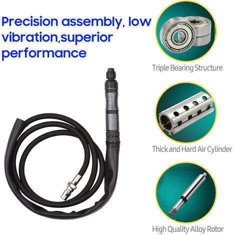LIFCAUSAL Bleistift-Druckluftschleifer Mit Luftschlauch 2 Spannzangen 1/4 Zoll Pneumatischer Drehstift Stufenlose Geschwindigkeit Handluftbetriebener Schleifer Polierer Schleifen Gravieren Bohrwerkzeug Mit Schlüssel-Tragetasche (Schwarz) 5 LIFCAUSAL Bleistift-Druckluftschleifer Mit Luftschlauch 2 Spannzangen 1/4 Zoll Pneumatischer Drehstift Stufenlose Geschwindigkeit Handluftbetriebener Schleifer Polierer Schleifen Gravieren Bohrwerkzeug Mit Schlüssel-Tragetasche (Schwarz) – Bild 5